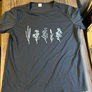 NWOT soft grey floral graphic tee